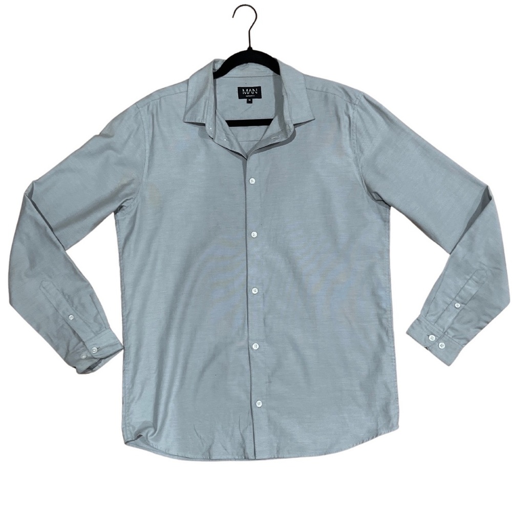 Boohoo Man gray dress shirt size medium